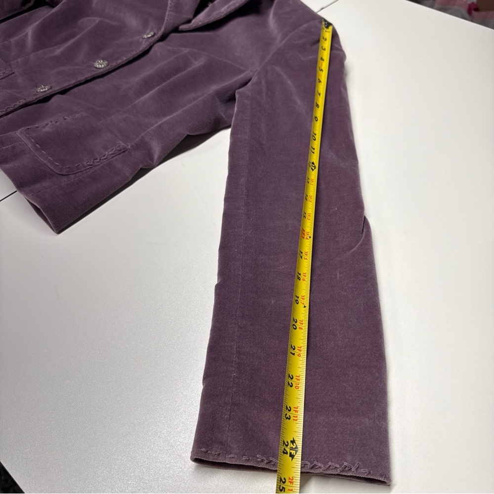 Elie Tahari Velvet Blazer Jacket Sz L Top Stitching Silk Lining Lilac Luxury - Picture 11 of 15